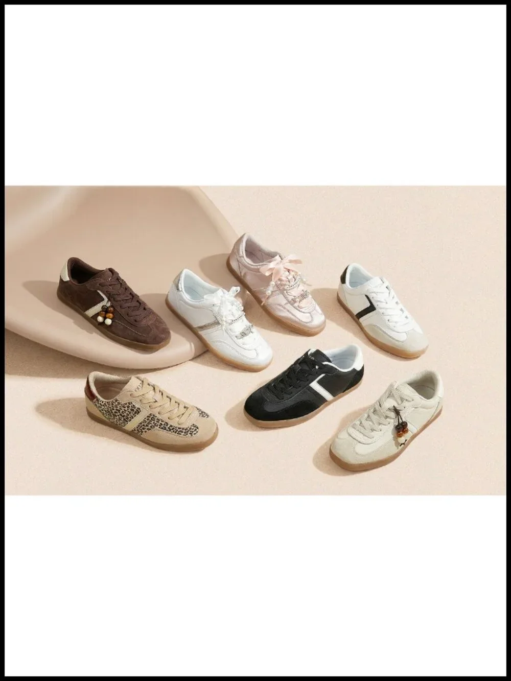 Vintage Retro Sneakers Fashion Casual Walking Shoes Non Slip PU Leather Lace Up